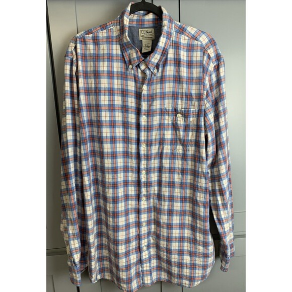 L.L. Bean Slightly Fitted Shirt Mens XL Tall Plaid Flannel Western‎ Core Cowboy - Picture 1 of 6
